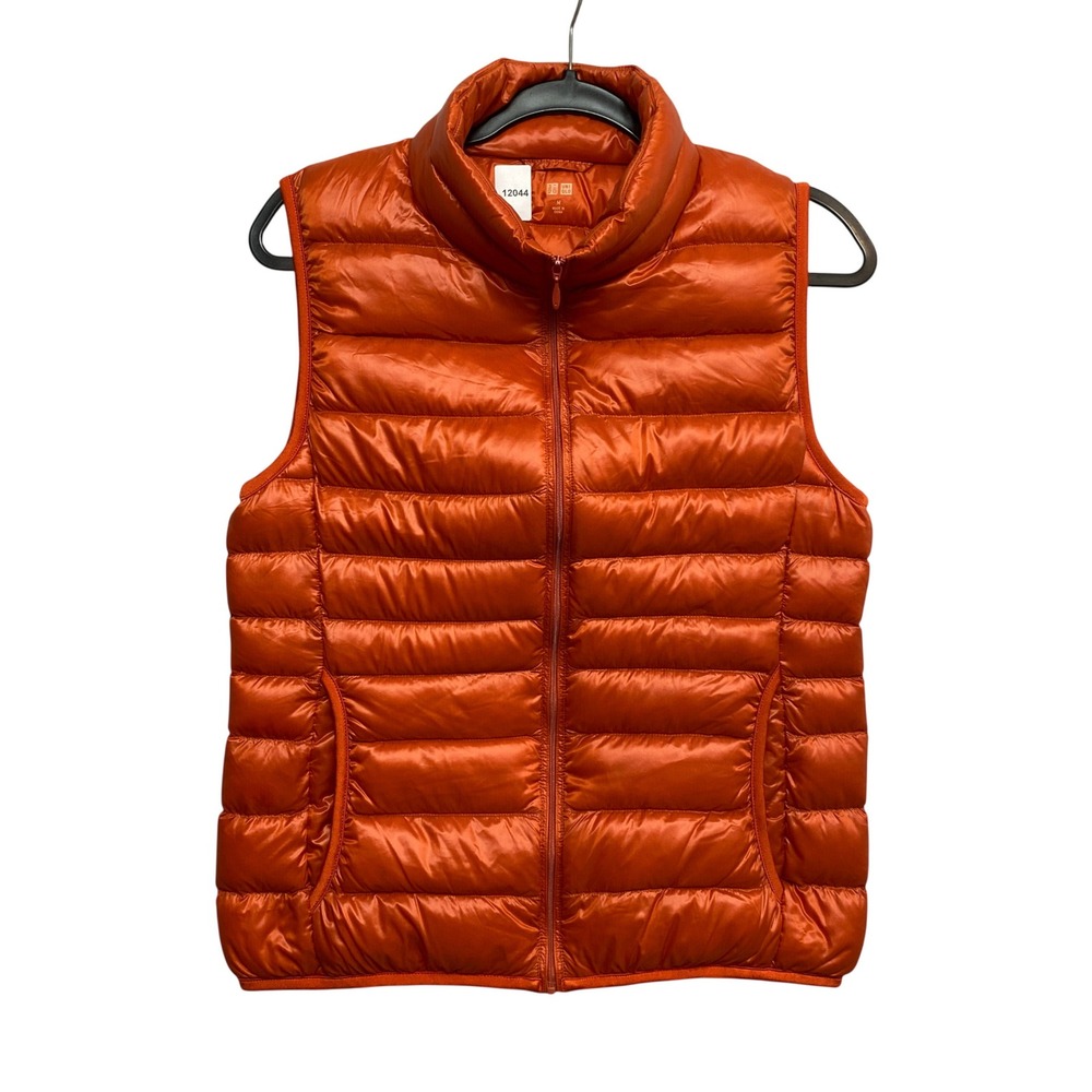 Uniqlo Vest Womens M Orange Ultra Light Down Puffer Full Zip